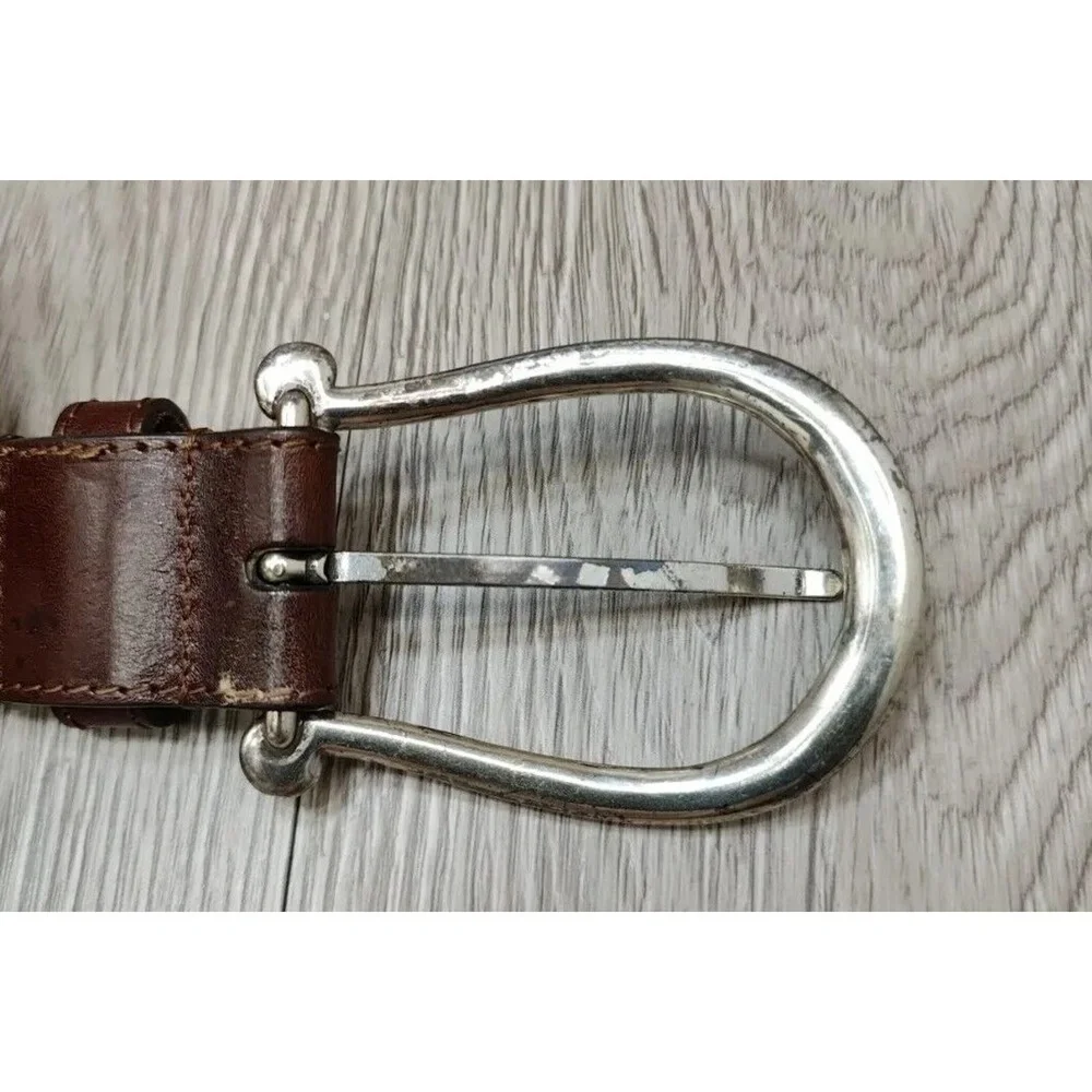 Brighton Women's Belt Brown Western Pattern Silver‎ Buckle Sz M 28